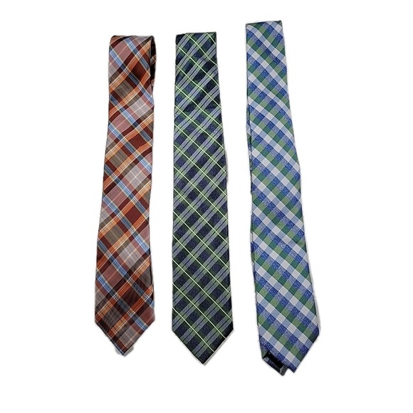 LOT  OF 3  NAUTICA  MEN'S TIE 100%  POLYESTER‎  MADE IN CHINA, PLAID, MULTICOLOR - Picture 1 of 4
